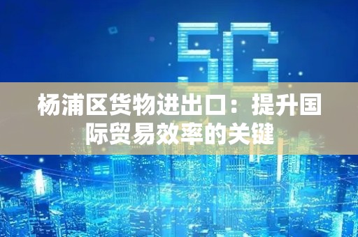 杨浦区货物进出口：提升国际贸易效率的关键
