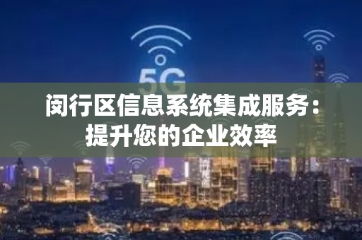 闵行区信息系统集成服务：提升您的企业效率