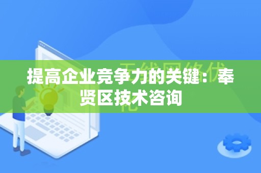 提高企业竞争力的关键：奉贤区技术咨询