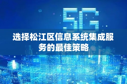 选择松江区信息系统集成服务的最佳策略